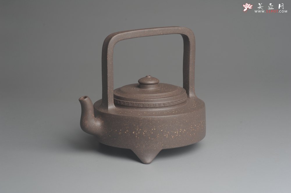 紫砂壶图片：美壶特惠 精致青灰段泥繁星提梁壶 茶人醉爱 - 美壶网