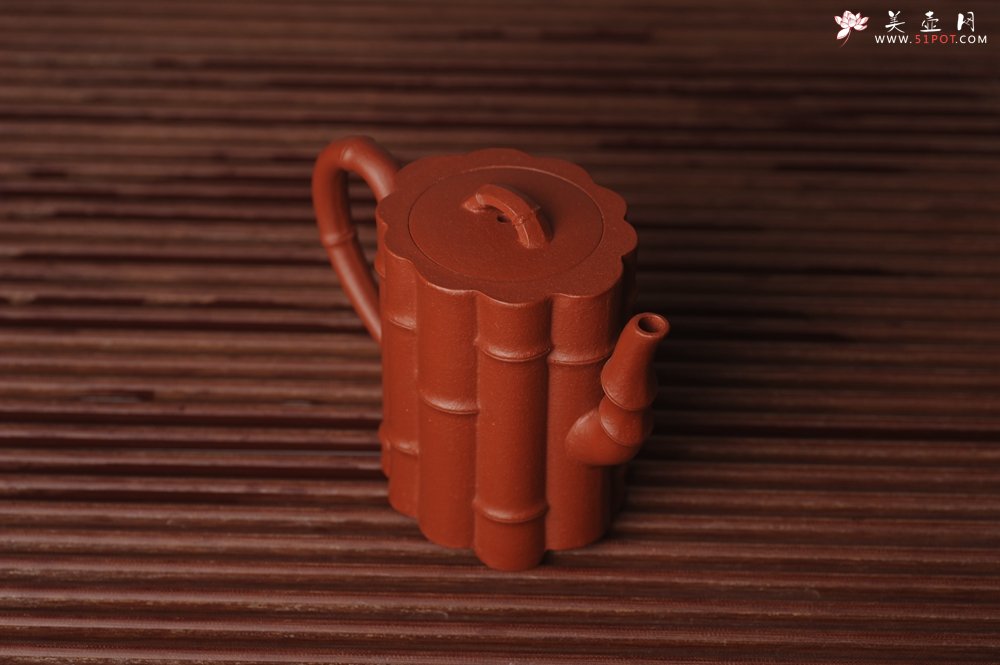 紫砂壶图片：美壶特惠 精致优质朱泥十三竹壶 茶人醉爱 - 美壶网