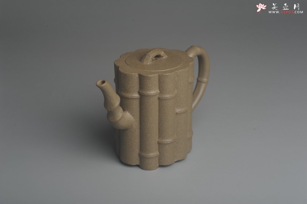 紫砂壶图片：美壶特惠 精致青段十三竹壶 茶人醉爱 - 美壶网