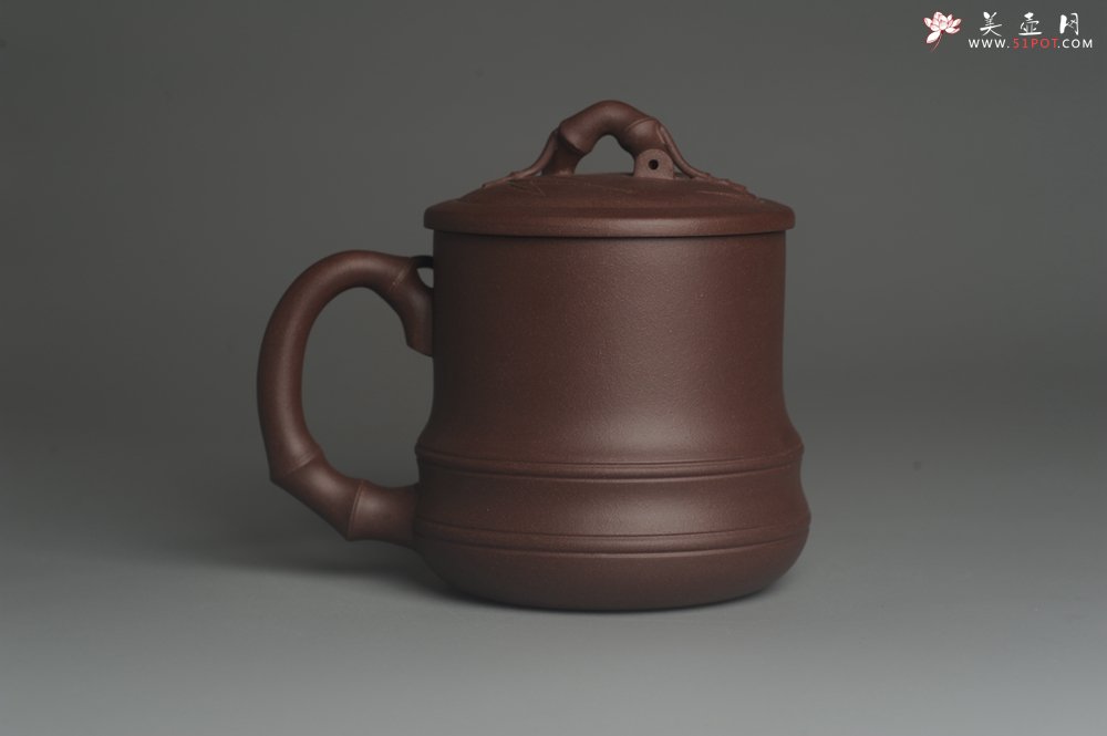 紫砂壶图片：美杯年底特惠 精工好料优质紫泥竹节杯盖杯 送礼自用佳品 - 美壶网