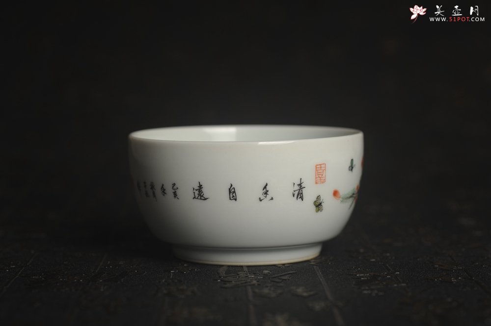 紫砂壶图片：玄辰器 精品古彩 清风自远 主人杯压手杯 景德镇茶杯 茶人醉爱 - 美壶网