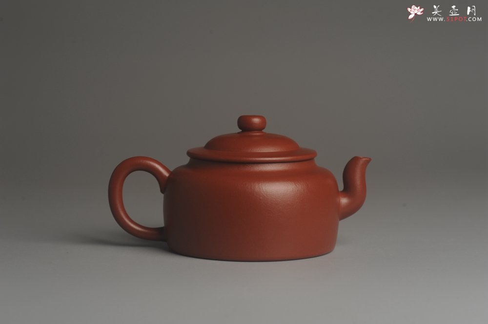 紫砂壶图片：小煤窑朱泥精工全手小旭帽壶 茶人醉爱 - 美壶网