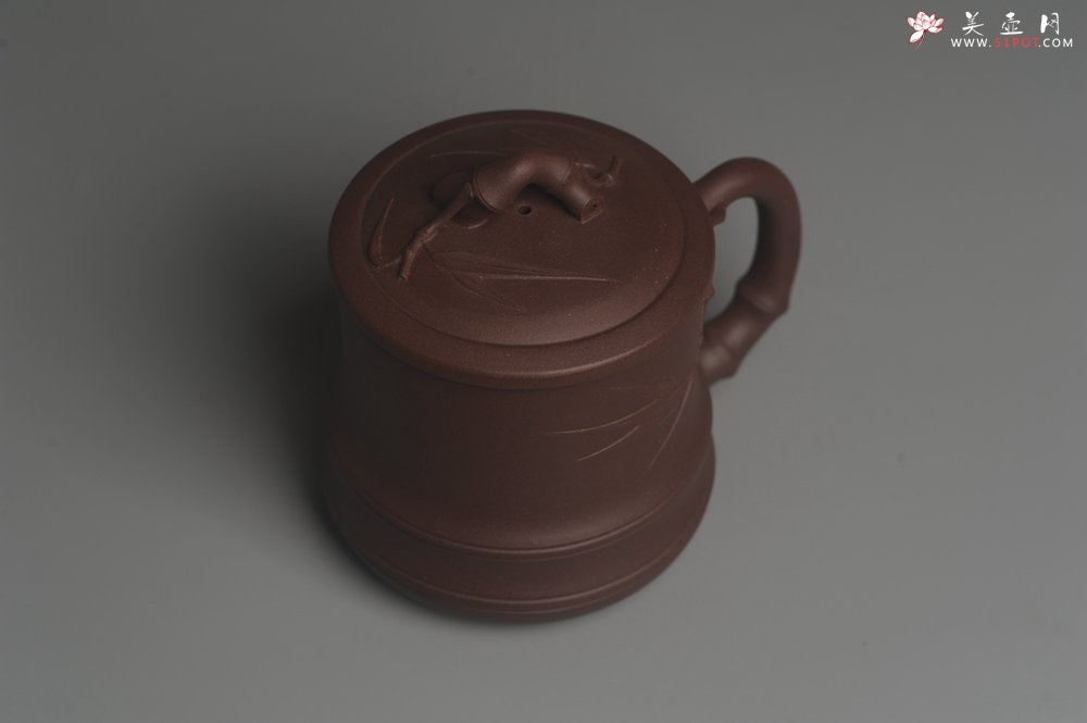 紫砂壶图片：美杯年底特惠 精工好料优质紫泥竹节杯盖杯 送礼自用佳品 - 美壶网