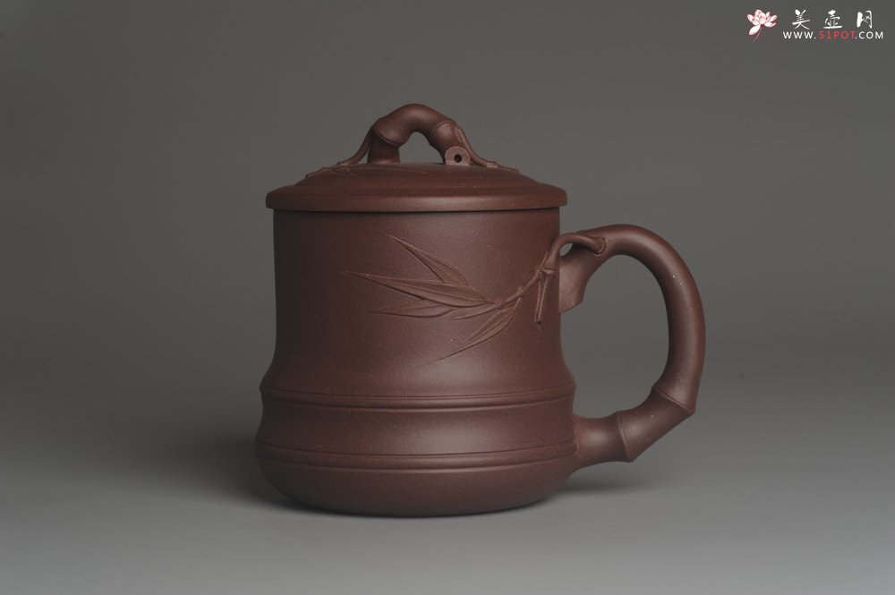 紫砂壶图片：美杯年底特惠 精工好料优质紫泥竹节杯盖杯 送礼自用佳品 - 美壶网