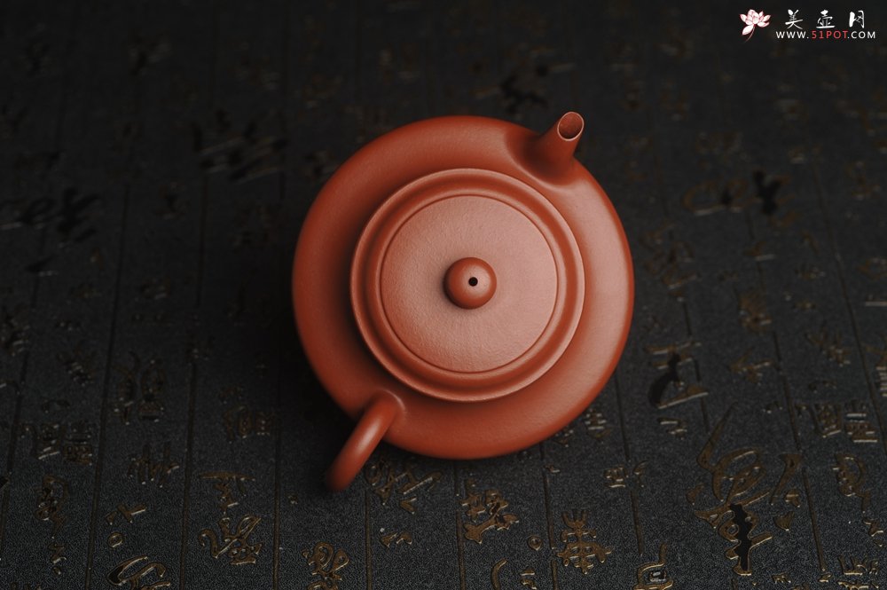 紫砂壶图片：正宗小煤窑朱泥 全手工虚扁 隽秀文气 茶人醉爱 - 美壶网