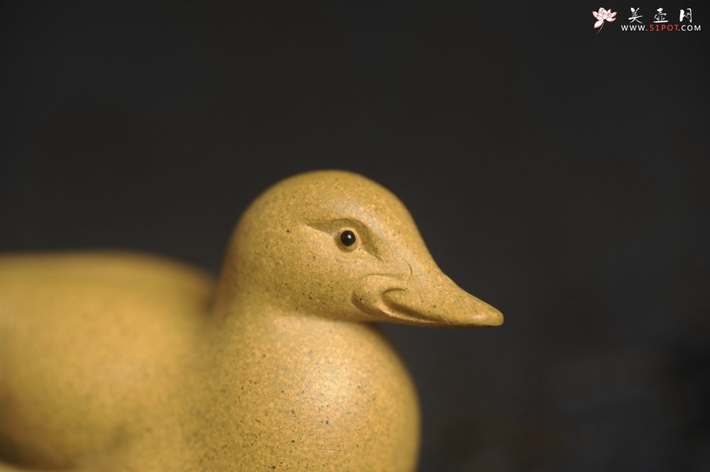 紫砂壶图片：美宠特惠 超精工特好黄段泥小黄鸭茶宠摆件 呆萌 长6宽2.5高3cm - 美壶网
