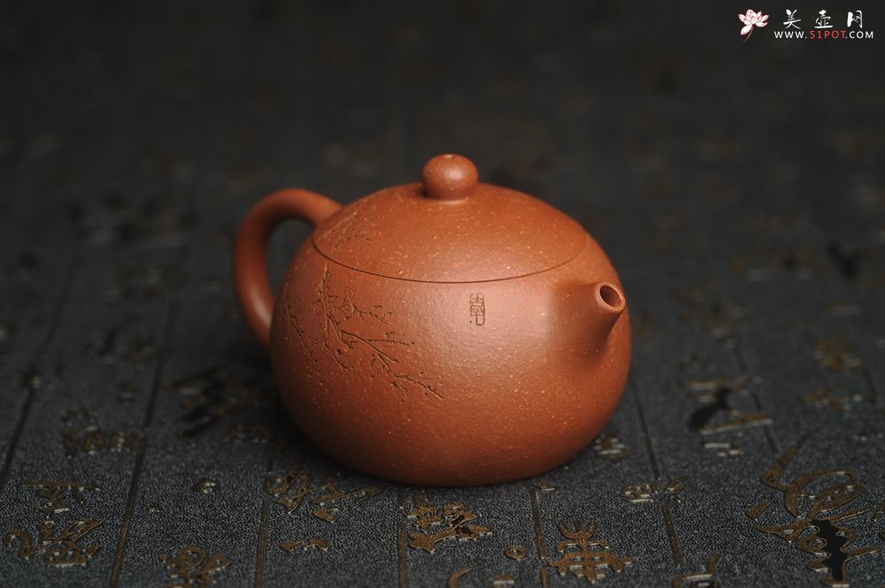 紫砂壶图片：油润降坡泥全手工小品西施壶 装饰喜上眉梢 特文气 - 美壶网