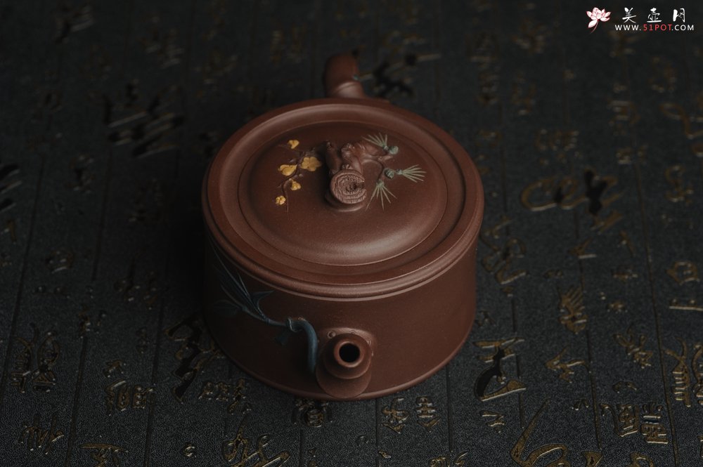 紫砂壶图片：美壶特惠 精工岁寒三友松竹梅竹段壶 嵌盖难度大 文气雅致 - 美壶网