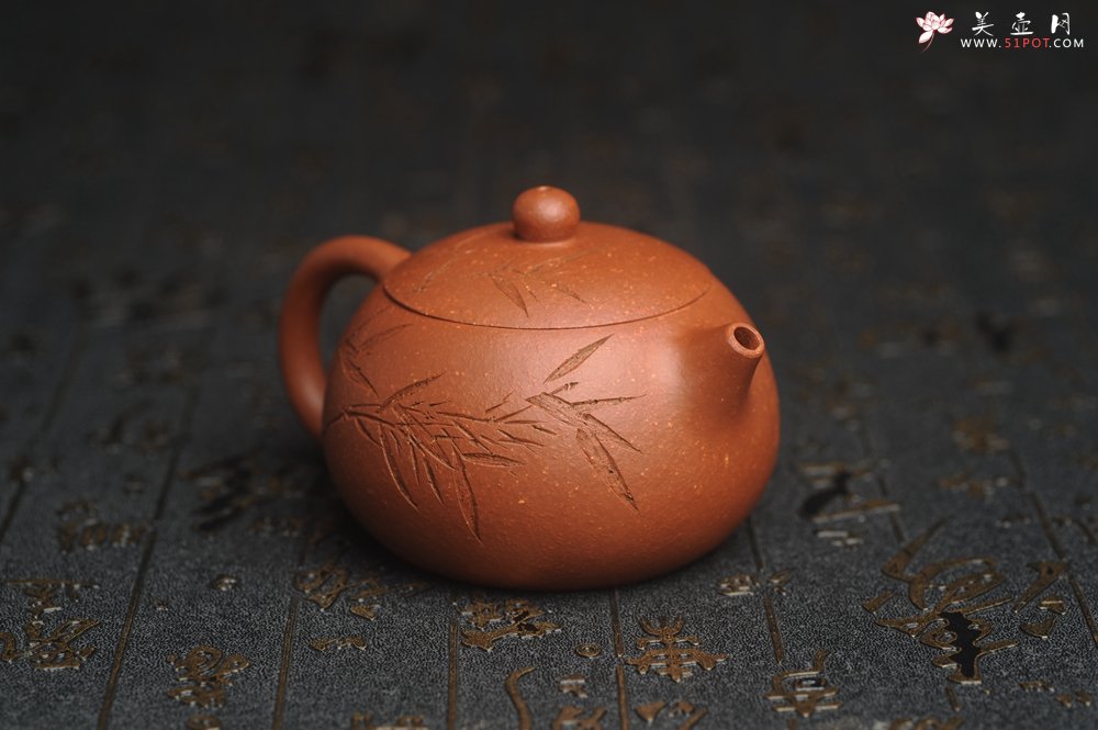 紫砂壶图片：油润降坡泥全手工小品西施壶 竹留清风 装饰居不可无竹 特文气 - 美壶网