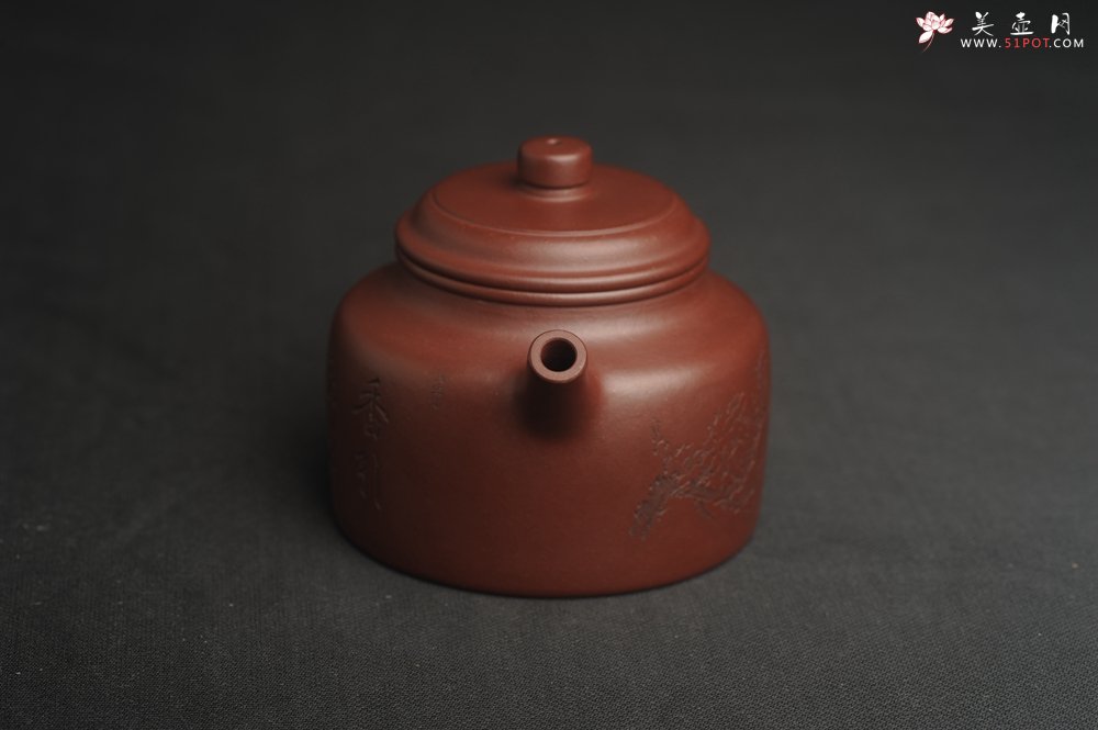 紫砂壶图片：油润黄龙山4号深井红皮龙 全手工德中壶 做工特好 喜上眉梢 - 美壶网