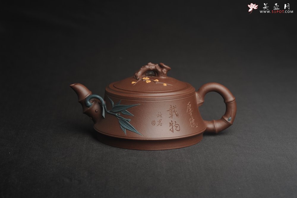 紫砂壶图片：美壶特惠 优质紫泥松竹梅紫砂茶壶 厚德载物 茶人醉爱 - 美壶网