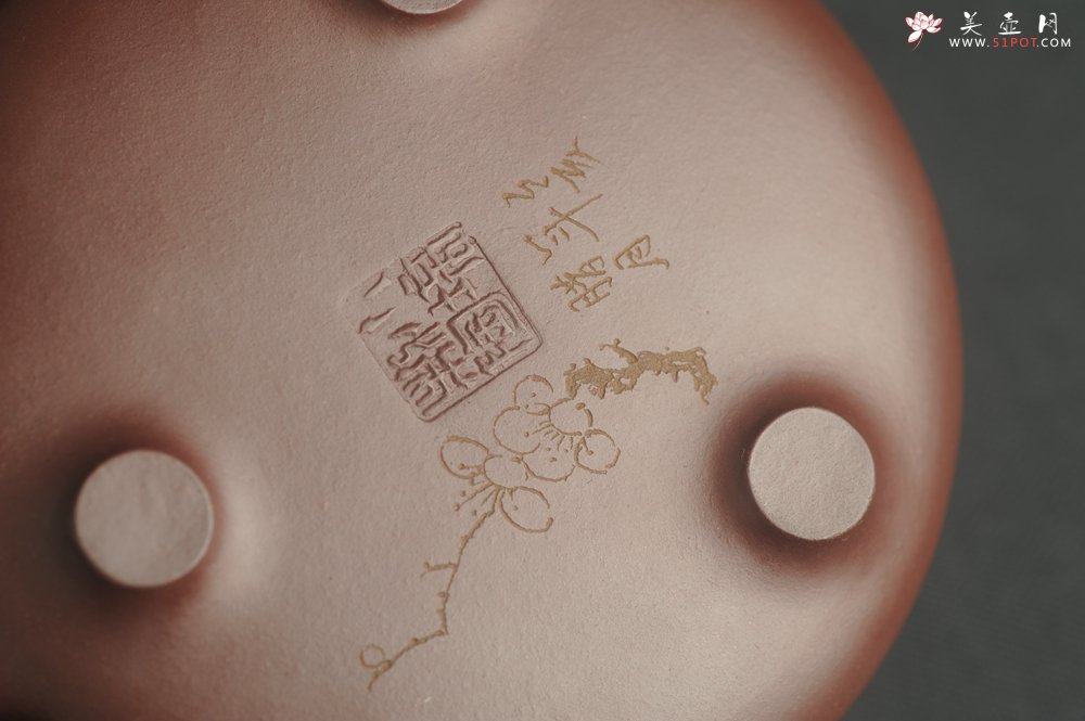 紫砂壶图片：油润底曹青 全手工特好子冶石瓢 装饰人物 特文气 - 美壶网