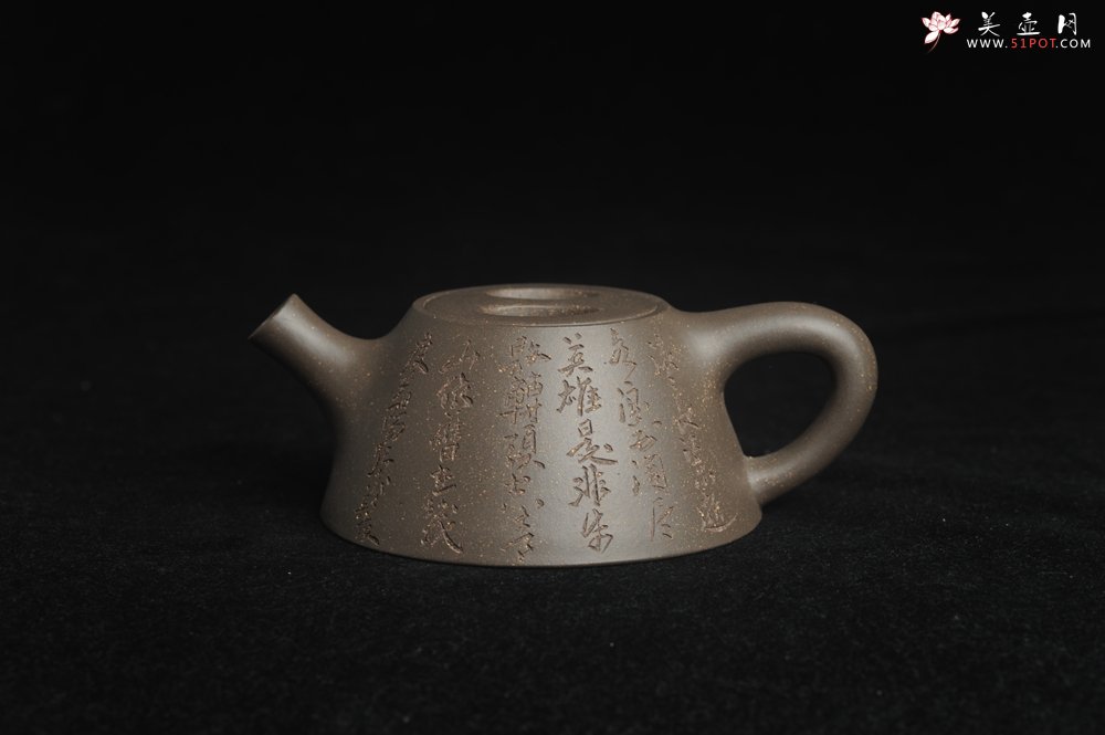 紫砂壶图片：美壶特惠 精致青段牛盖霸王石瓢 古今多少事都付笑谈中 - 美壶网