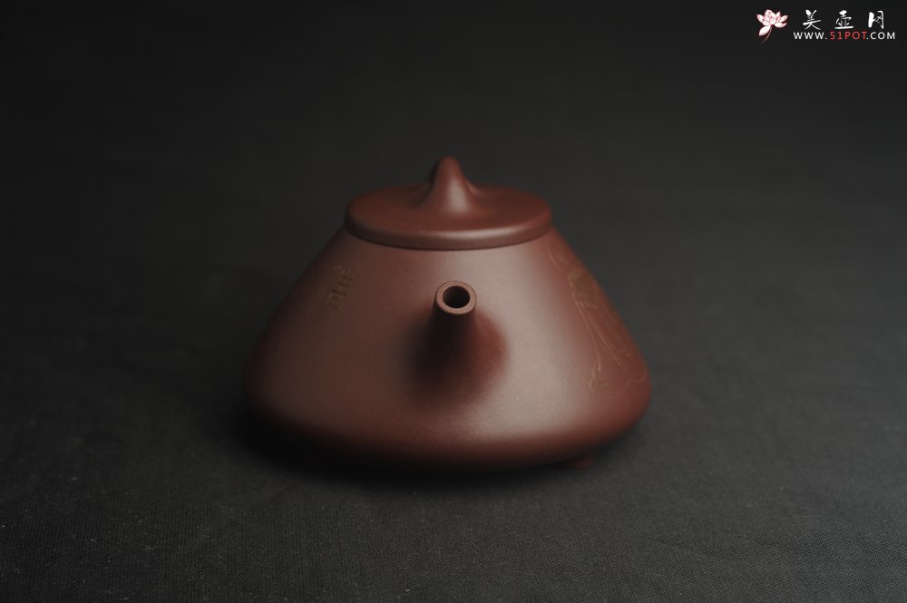 紫砂壶图片：油润底曹青 全手工特好子冶石瓢 装饰人物 特文气 - 美壶网