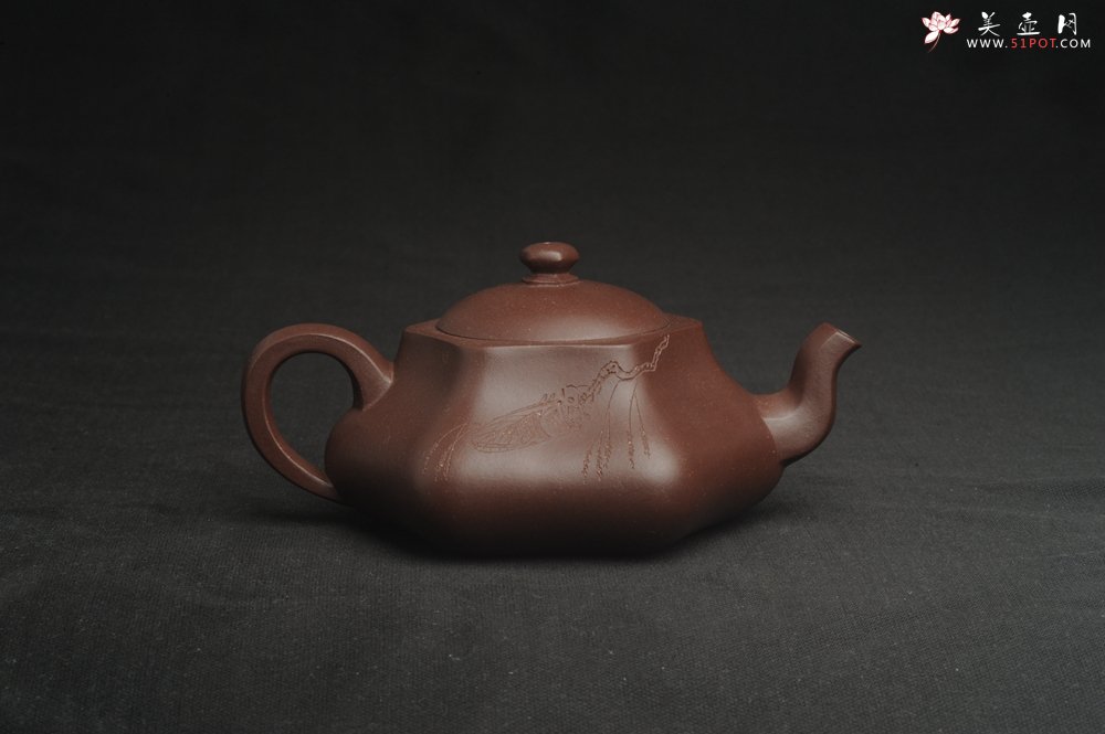 紫砂壶图片：美壶特惠 精致老紫泥六方福缘壶 茶人醉爱 - 美壶网