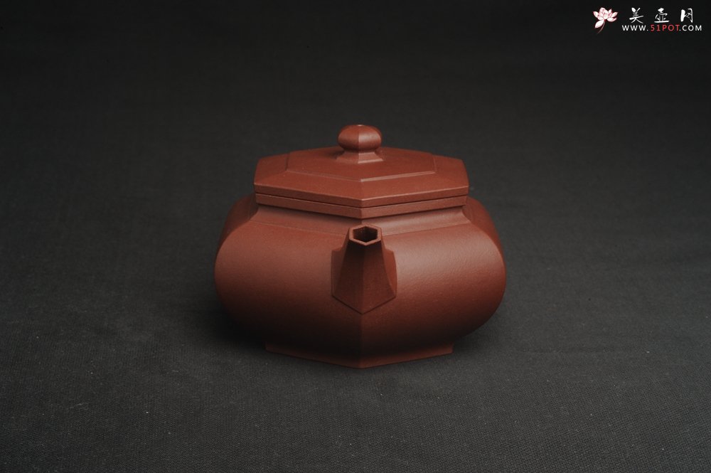 紫砂壶图片：美壶特惠 全手工优质紫红泥精致大彬六方 特文气 - 美壶网