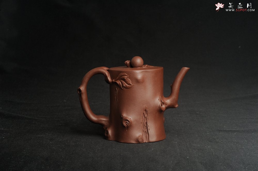 紫砂壶图片：潜力股赵老师 全手工秀雅葡萄桩 肌理贴叶自然生动 - 美壶网