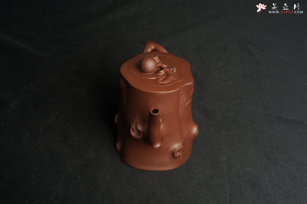 紫砂壶图片：潜力股赵老师 全手工秀雅葡萄桩 肌理贴叶自然生动 - 美壶网