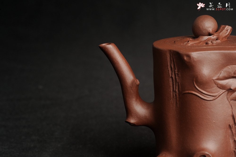 紫砂壶图片：潜力股赵老师 全手工秀雅葡萄桩 肌理贴叶自然生动 - 美壶网