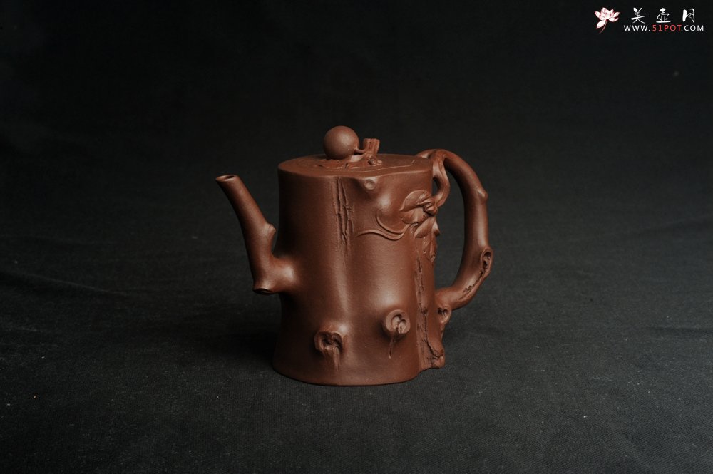 紫砂壶图片：潜力股赵老师 全手工秀雅葡萄桩 肌理贴叶自然生动 - 美壶网