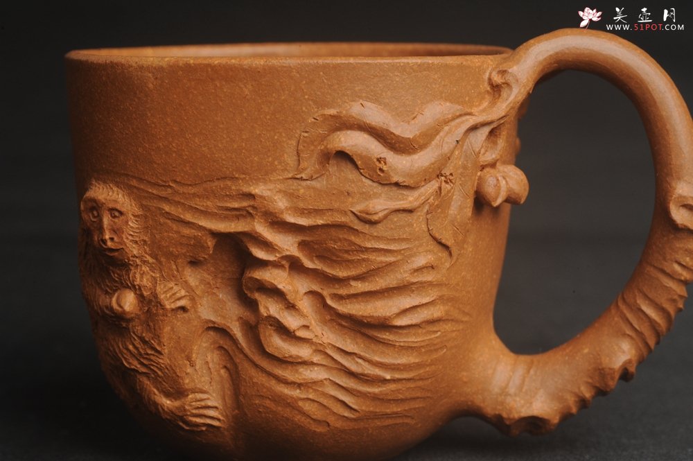 紫砂壶图片：潜力股赵老师 优质黄降坡泥 全手工金猴桃杯 主人杯 - 美壶网