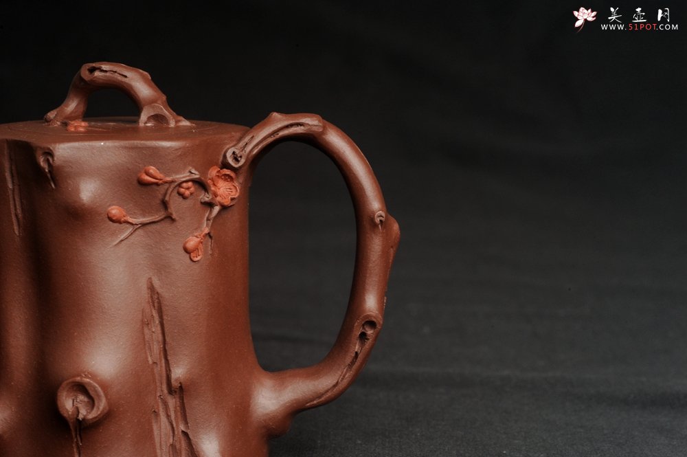 紫砂壶图片：潜力股赵老师 全手工秀雅梅桩 肌理自然生动 - 美壶网