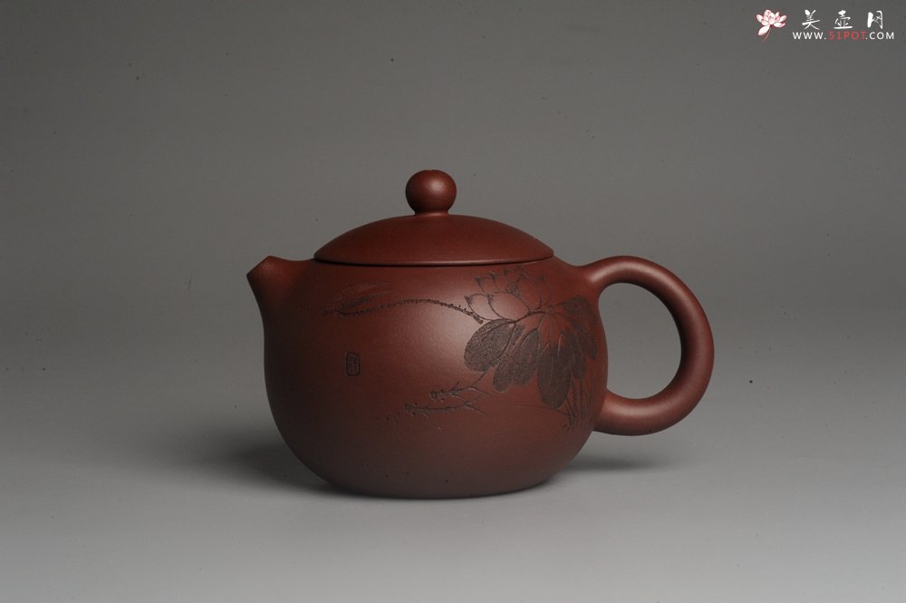 紫砂壶图片：美壶特惠 精致荷风十里优质紫泥西施 装饰田园荷叶游鱼之乐特文气 茶人醉爱 - 美壶网