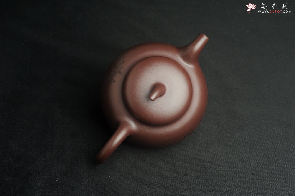 紫砂壶图片：特油润底曹青 全手工一捺底景舟茄段  助工装饰瑞兽 寓意大吉大利 - 美壶网