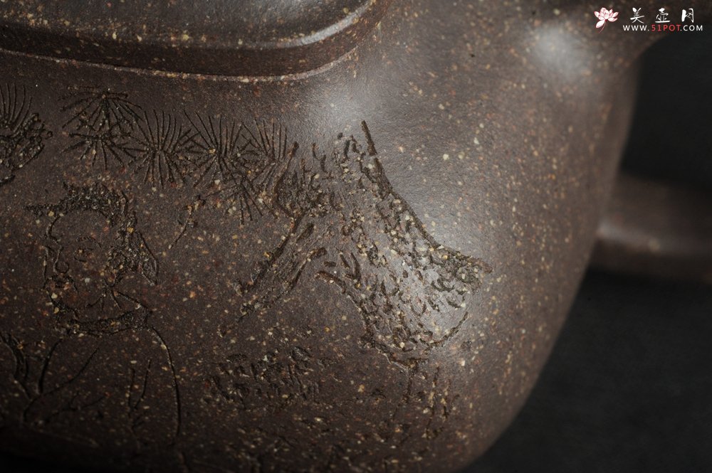 紫砂壶图片：实力派张海艳全手工特好老青灰段泥传炉壶 装饰人物 一杯清茗可沁诗脾  特文气 - 美壶网