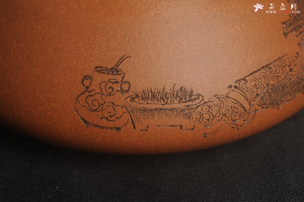 紫砂壶图片：美壶特惠 精致黄降坡泥牛盖石瓢 装饰清供图 特文气 - 美壶网