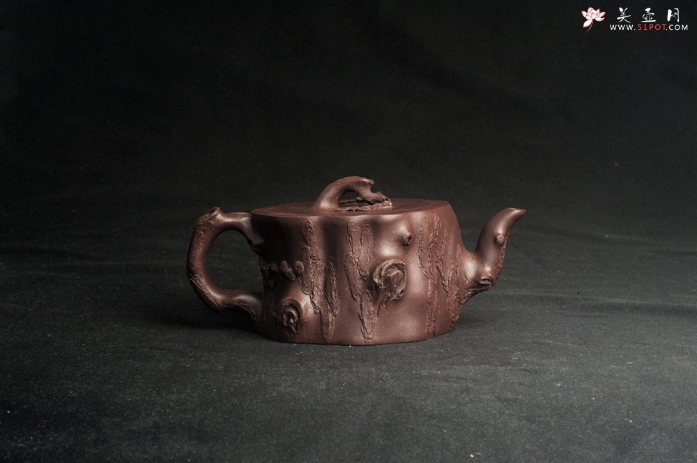 紫砂壶图片：潜力股唐老师 全手工精致紫泥桩壶 肌理丰富生动 期待与您结缘 - 美壶网