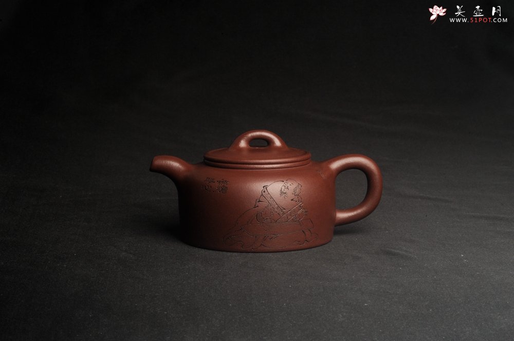 紫砂壶图片：潜力股周小培老师 4号井深井红皮龙 全手工过桥井栏壶 剑胆琴心 福由心造 特文气 期待与亲结缘 - 美壶网