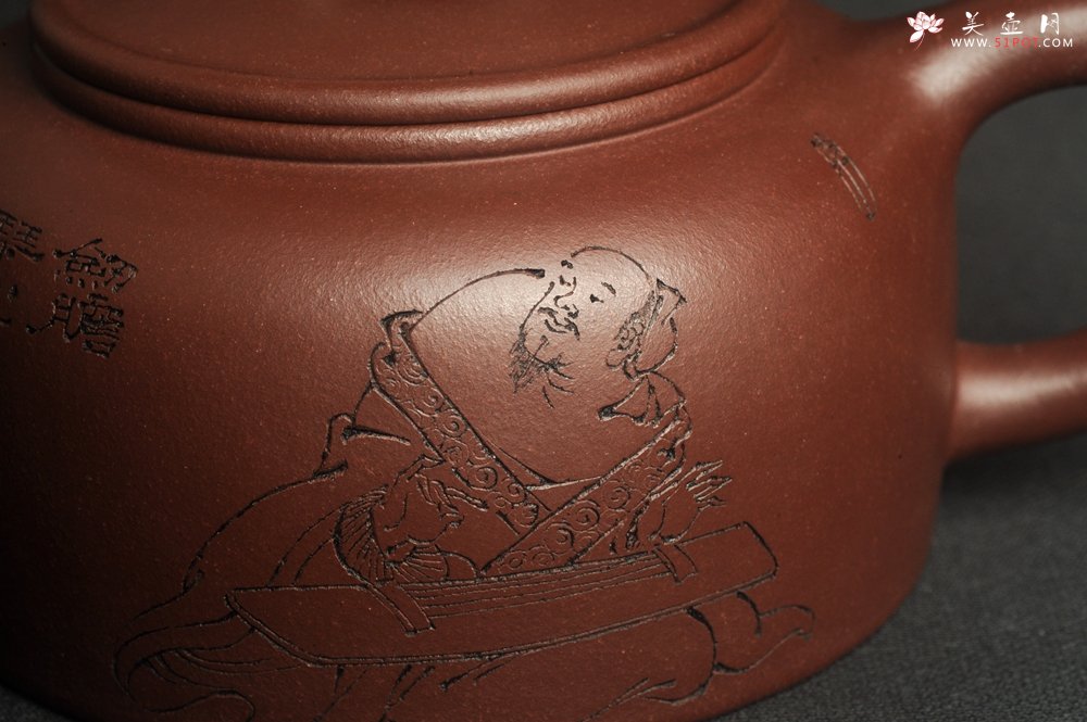 紫砂壶图片：潜力股周小培老师 4号井深井红皮龙 全手工过桥井栏壶 剑胆琴心 福由心造 特文气 期待与亲结缘 - 美壶网