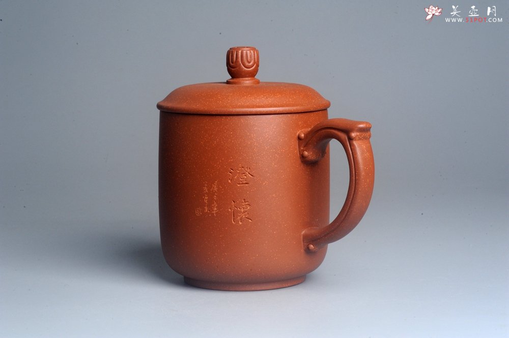 紫砂壶图片：美杯特惠 精致降坡泥澄怀盖杯 紫砂杯 - 美壶网