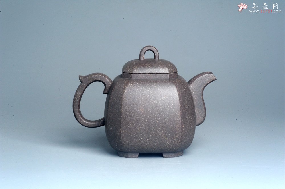 紫砂壶图片：实力派张海艳全手工家藏老青灰段泥精工福临八方壶 气势磅礴 - 美壶网