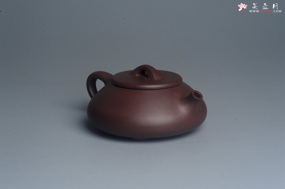 紫砂壶图片：美壶特惠 精致紫泥扁石瓢茶壶 - 美壶网