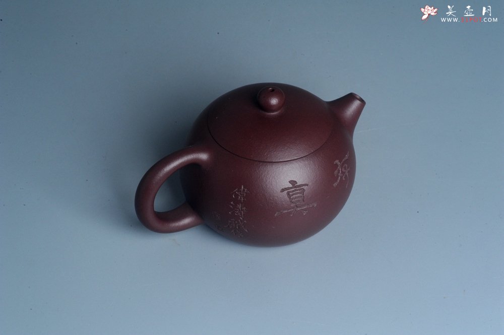 紫砂壶图片：实力派工艺师周斌优质底槽青全手工精工西施茶壶 实力名家刘伟涛装饰 有钱真好 - 美壶网