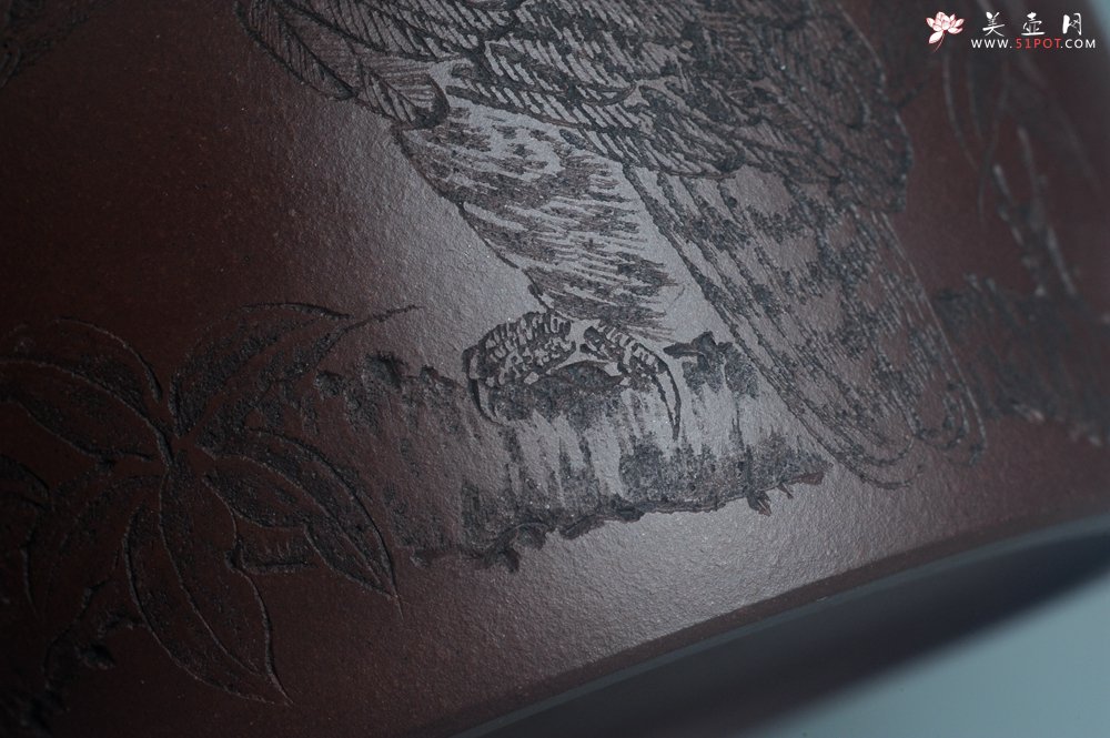 紫砂壶图片：实力派工艺师文砂苑堂主周斌 优质底槽青全手工精工秦权壶 鹰击长空 志在千里 - 美壶网