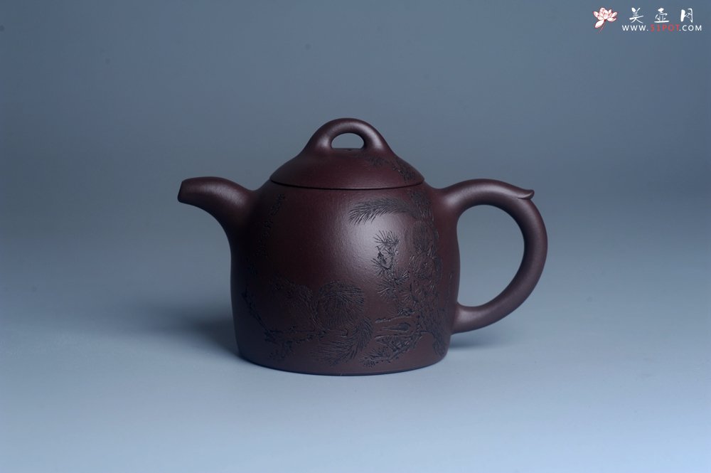 紫砂壶图片：实力派工艺师文砂苑堂主周斌 优质底槽青全手工精工秦权壶 秋果飘香庆丰收 满月增辉逢双喜 - 美壶网