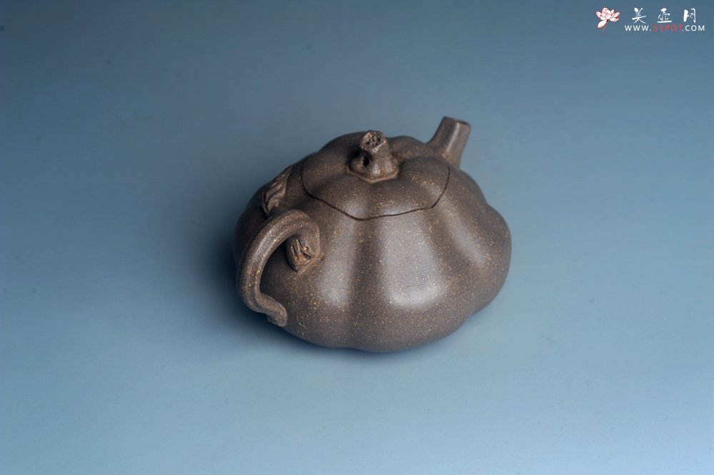 紫砂壶图片：美壶特惠 优质青降坡泥精致卡盖全手工仿生小南瓜 - 美壶网