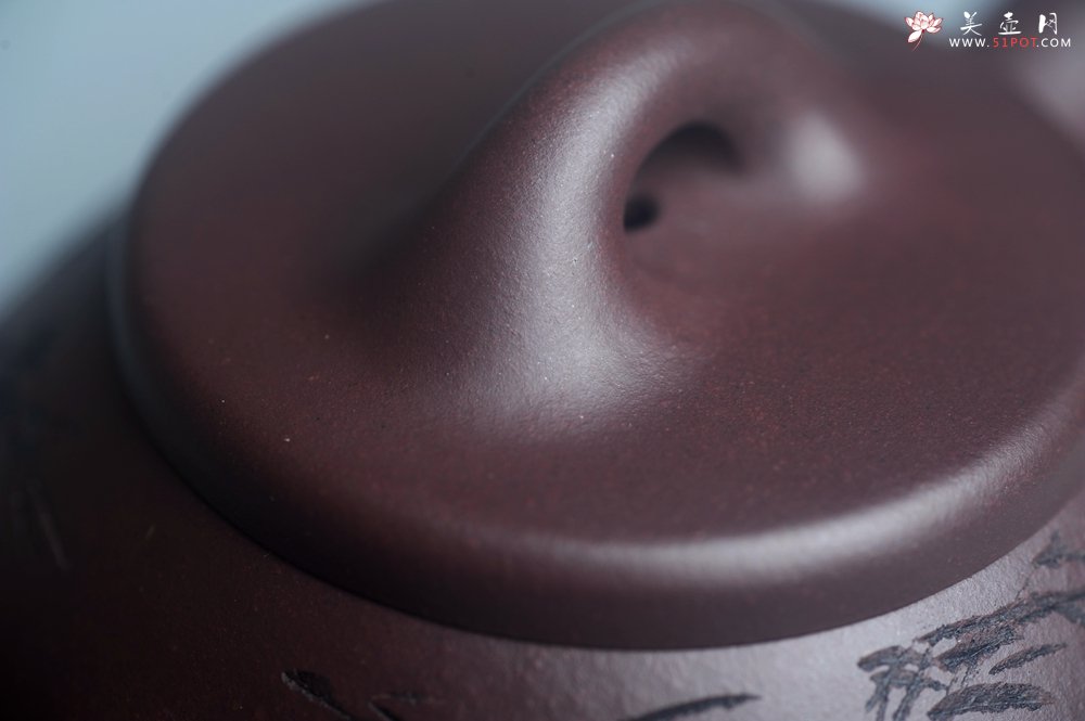 紫砂壶图片：实力派工艺师周斌优质底槽清全手工精工子冶石瓢 装饰竹林七贤 特文气 - 美壶网
