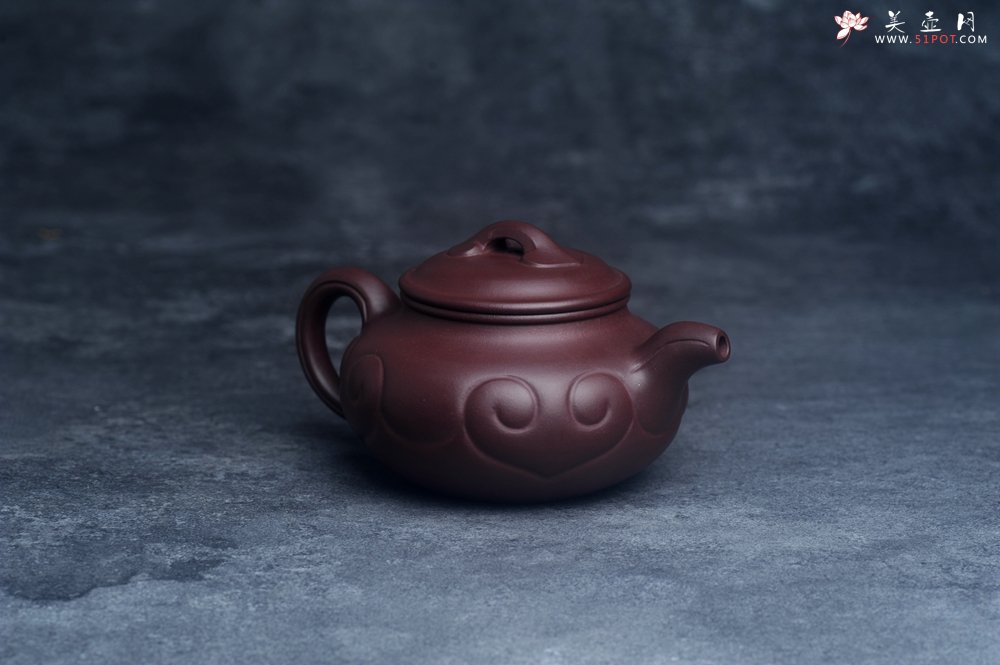 紫砂壶图片：美壶特惠 精致紫泥仿古如意壶 茶人醉爱 - 美壶网