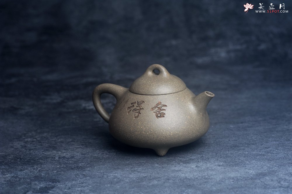 紫砂壶图片：美壶特惠 美壶网特供限量极品高温四号井老青段 精工乳瓢茶壶 装饰人物 特文气 - 美壶网
