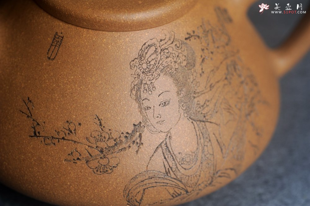 紫砂壶图片：美壶特惠 特好老黄段泥精致子冶石瓢壶 浮生若梦 - 美壶网