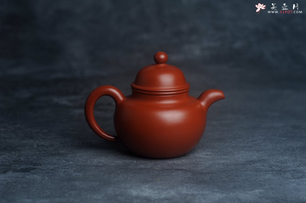 紫砂壶图片：美壶特惠 优质朱泥掇球壶 双刀装饰 茶人醉爱 - 美壶网