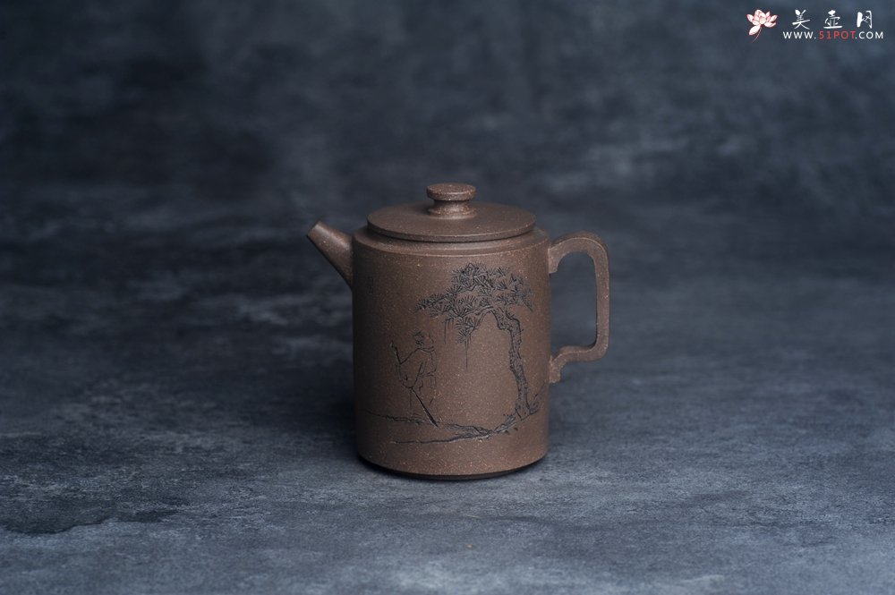 紫砂壶图片：美壶特惠 蠡墅大水潭深井老天青泥 精致圆础壶 装饰文雅 茶人醉爱 - 美壶网