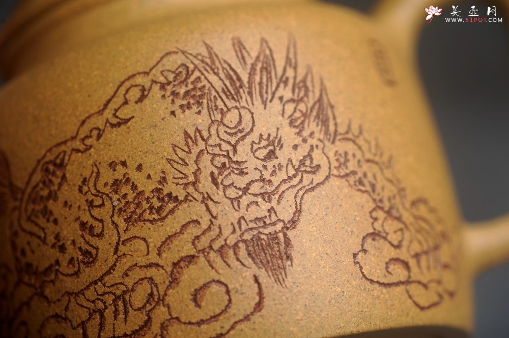 紫砂壶图片：美壶特惠 优质段泥德中 装饰瑞兽图 特文气 - 美壶网