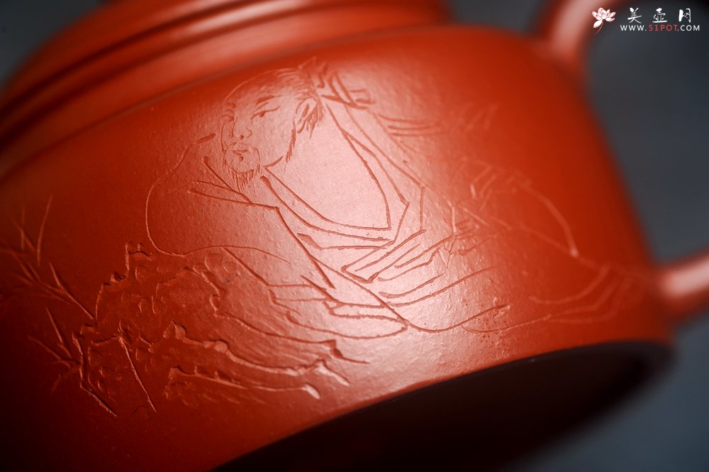 紫砂壶图片：美壶特惠 优质小品朱泥德中 装饰人物 特文气 - 美壶网