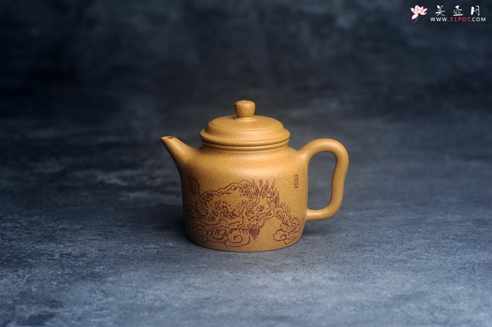 紫砂壶图片：美壶特惠 优质段泥德中 装饰瑞兽图 特文气 - 美壶网