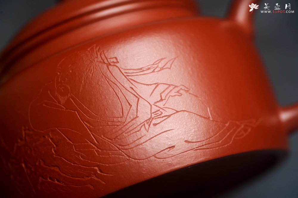 紫砂壶图片：美壶特惠 优质小品朱泥德中 装饰人物 特文气 - 美壶网